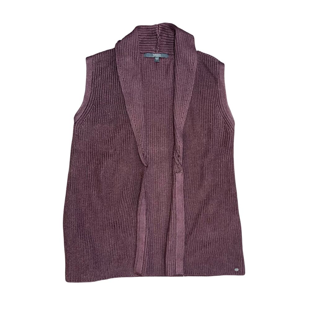 Guess Women Sleeveless Knit Sweater Vest Size Large Maroon Wine Classy Chic